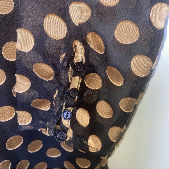 ASTR the Label Size Medium Black with Gold Polka Dot Long Sleeve Sheer Dress - Picture 14 of 14